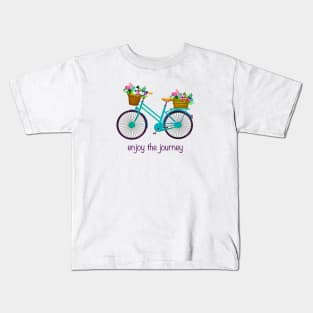 "Enjoy the Journey" Bike with Flower Baskets Kids T-Shirt